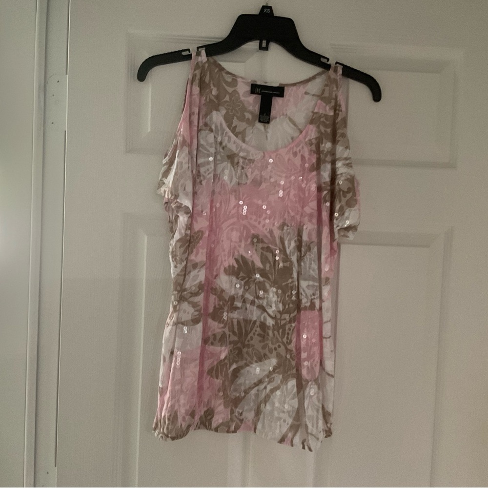 Inc women’s sparkling cold shoulder top